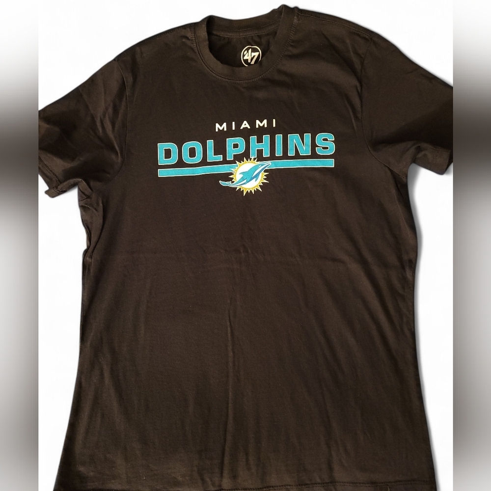 Miami Dolphins 47 Brand Fitted Tee Black Womens NFL Shirt M/L